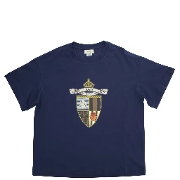 Blue T-Shirt with Round Neck and Maxi Logo Print on the Front in Cotton Boy