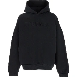 Eternal Black Hoodie with Logo Patch on the Hood and Embroidery on the Front in Cotton Blend Man