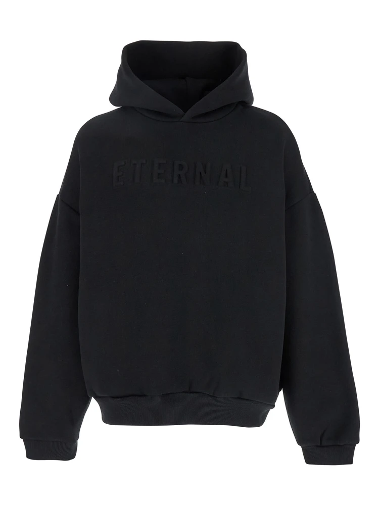 Eternal Black Hoodie with Logo Patch on the Hood and Embroidery on the Front in Cotton Blend Man