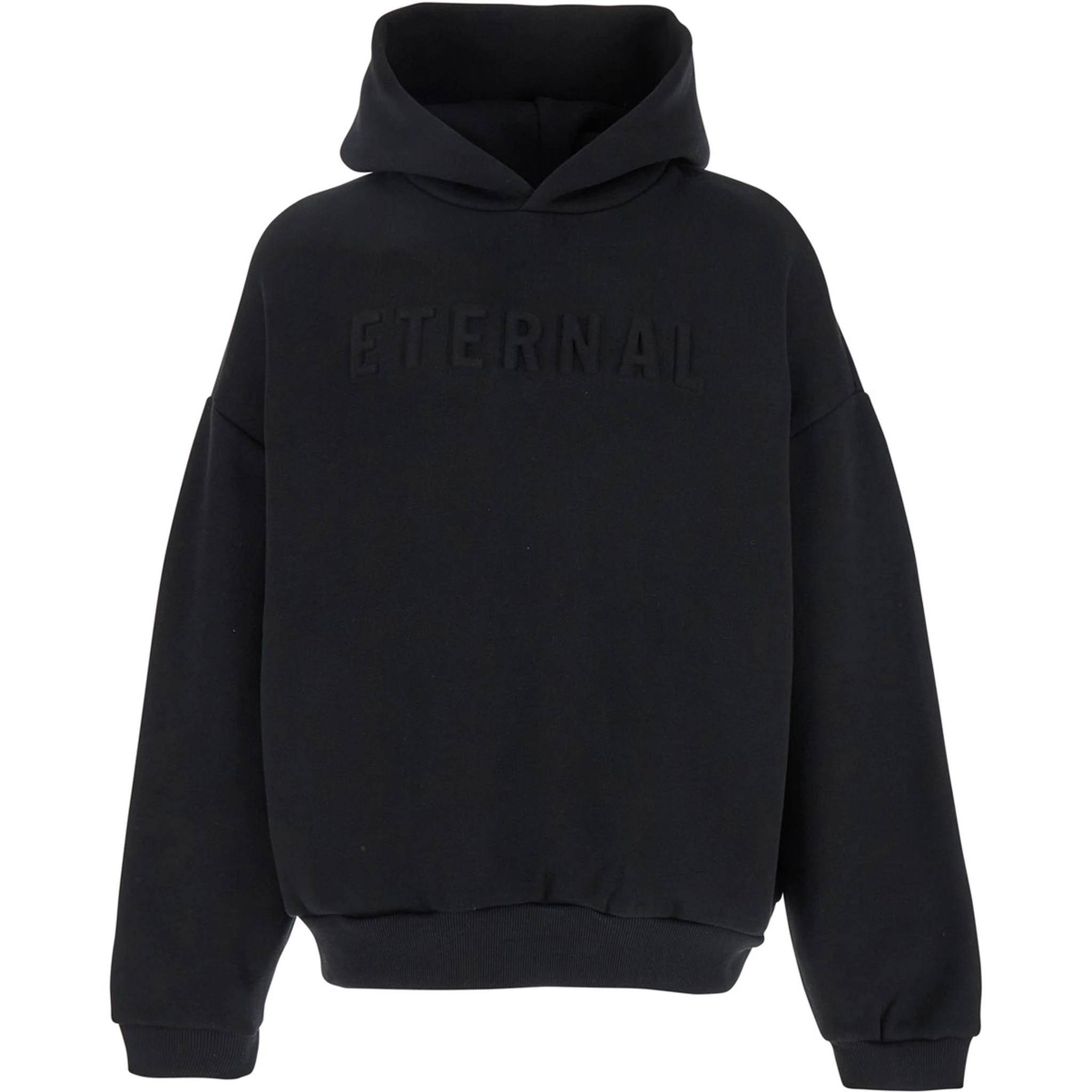 Eternal Black Hoodie with Logo Patch on the Hood and Embroidery on the Front in Cotton Blend Man