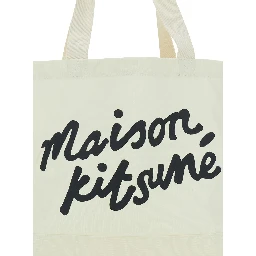 White Shopper with Maxi Logo Lettering on the Front in Cotton Man