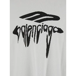 3B Liquified White T-Shirt with Logo Print on the Front in Cotton Man