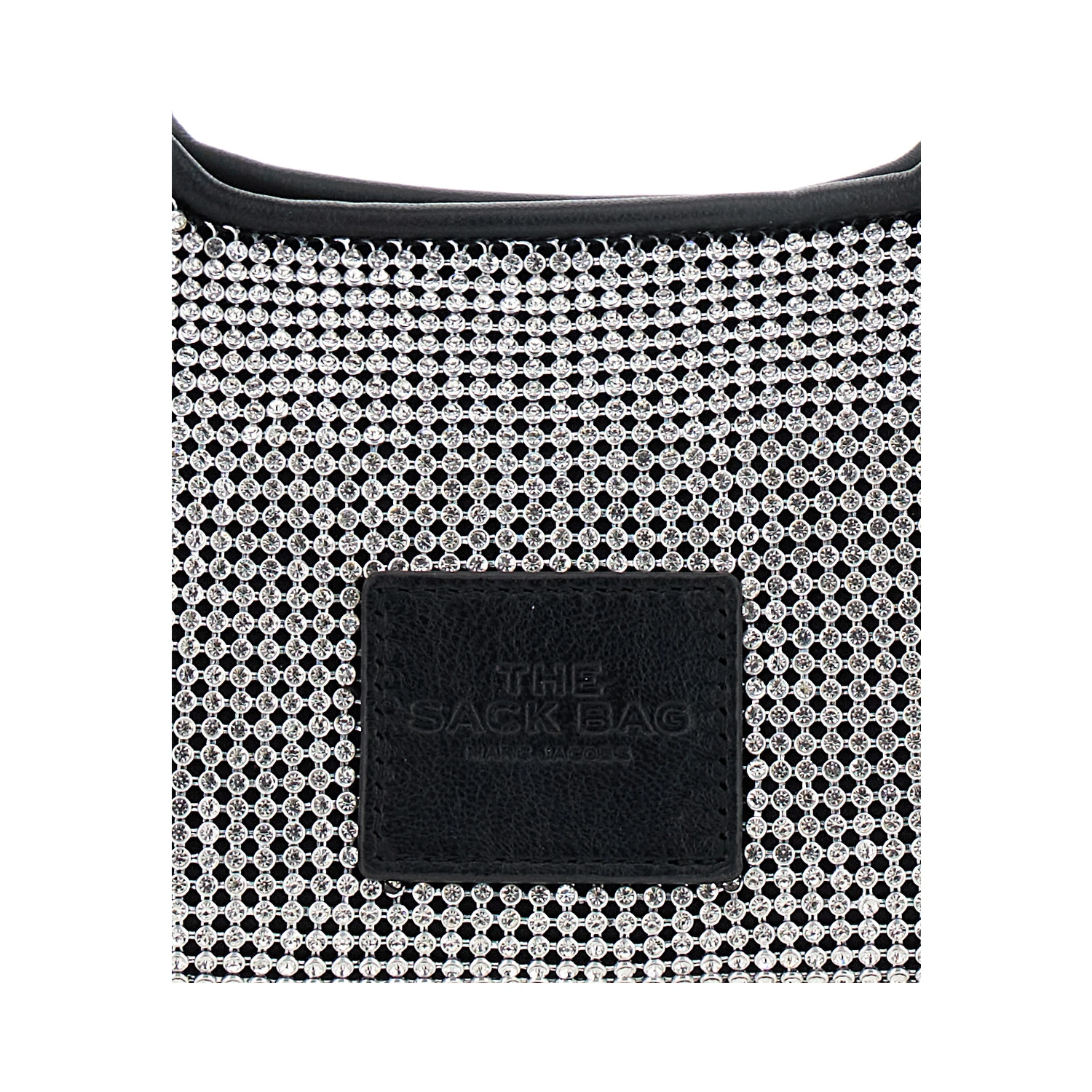The Mini Sack Metallic Handbag with Logo Patch on the Rear and All-Over Crystal Embellishments in Tech Fabric Woman