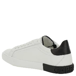 White Low Top Sneaker with Animal-Motif Logo in Leather Woman