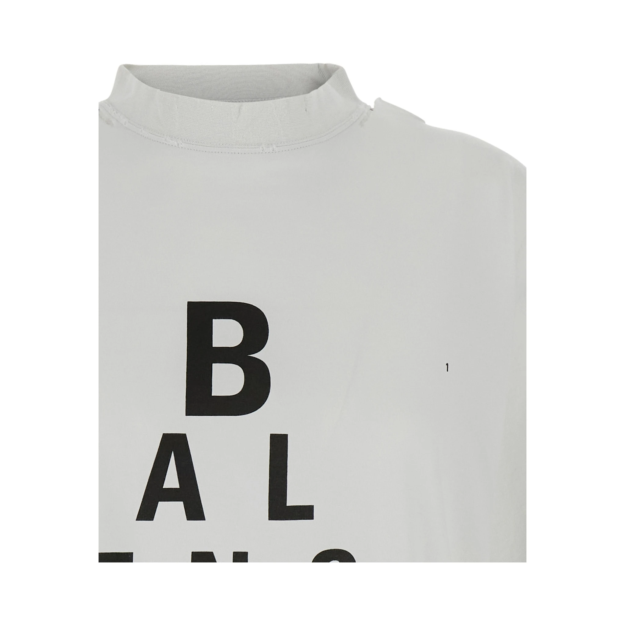 White T-Shirt with Logo Printed on the Front and Torn Details in Cotton Woman