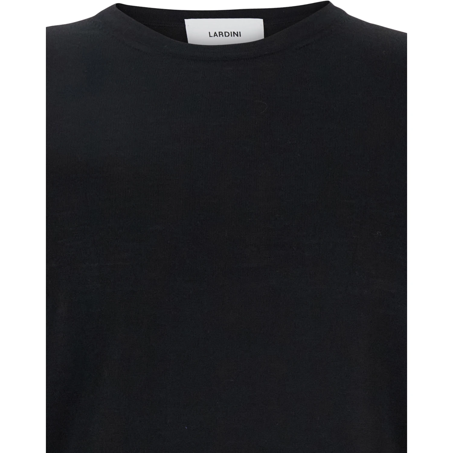 Black Round Neck Sweater with Long Sleeves in Wool and Silk Blend Man
