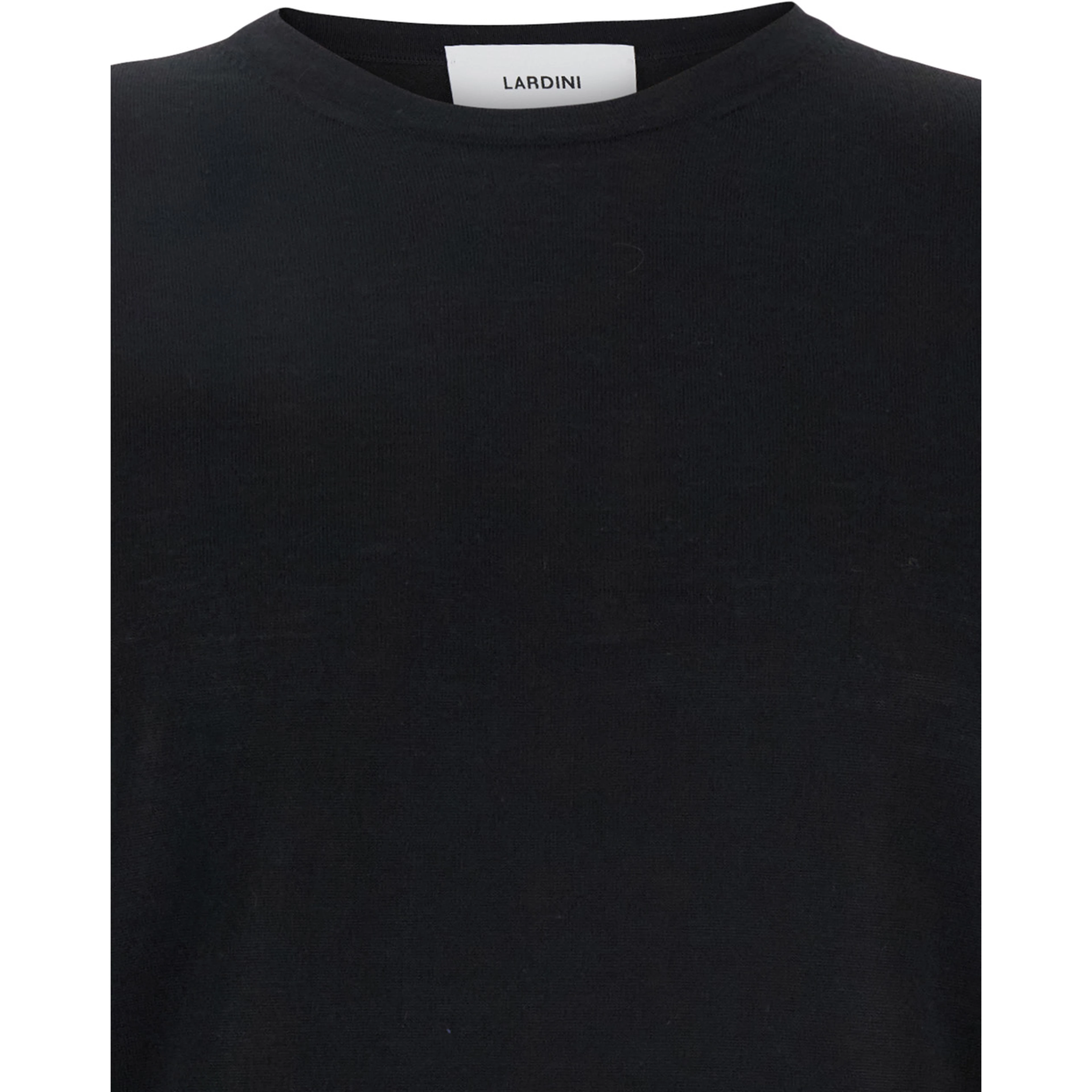 Black Round Neck Sweater with Long Sleeves in Wool and Silk Blend Man