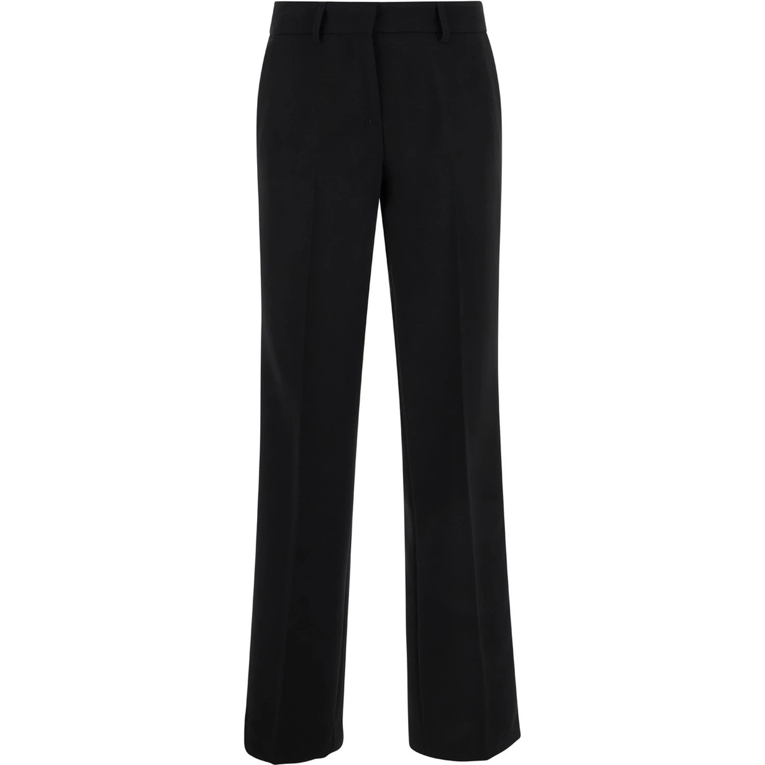 Straight Black Pants with Belt Loops in Fabric Woman