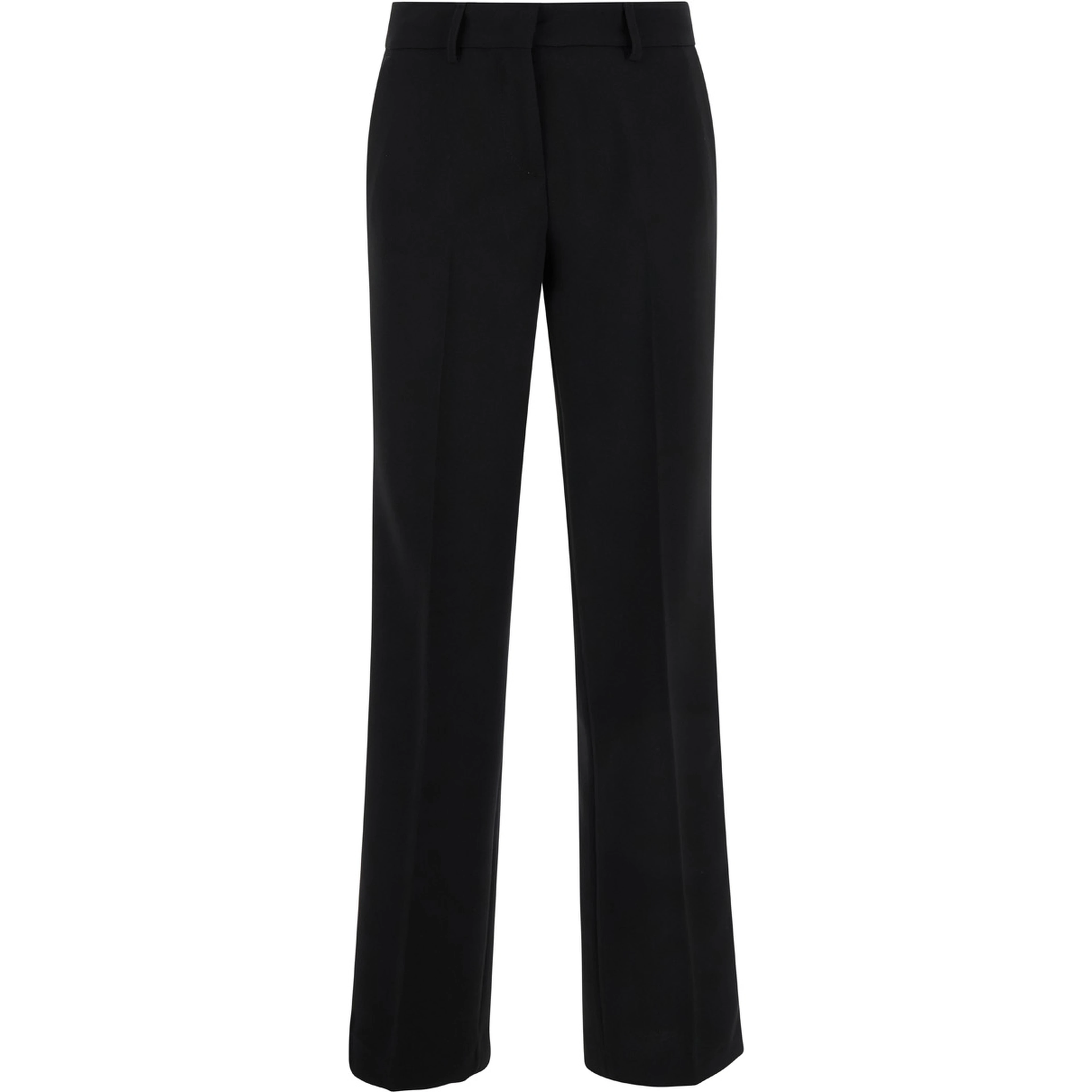 Straight Black Pants with Belt Loops in Fabric Woman
