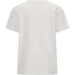 White Crewneck T-Shirt with Embroidered Logo at the Front in Cotton Woman