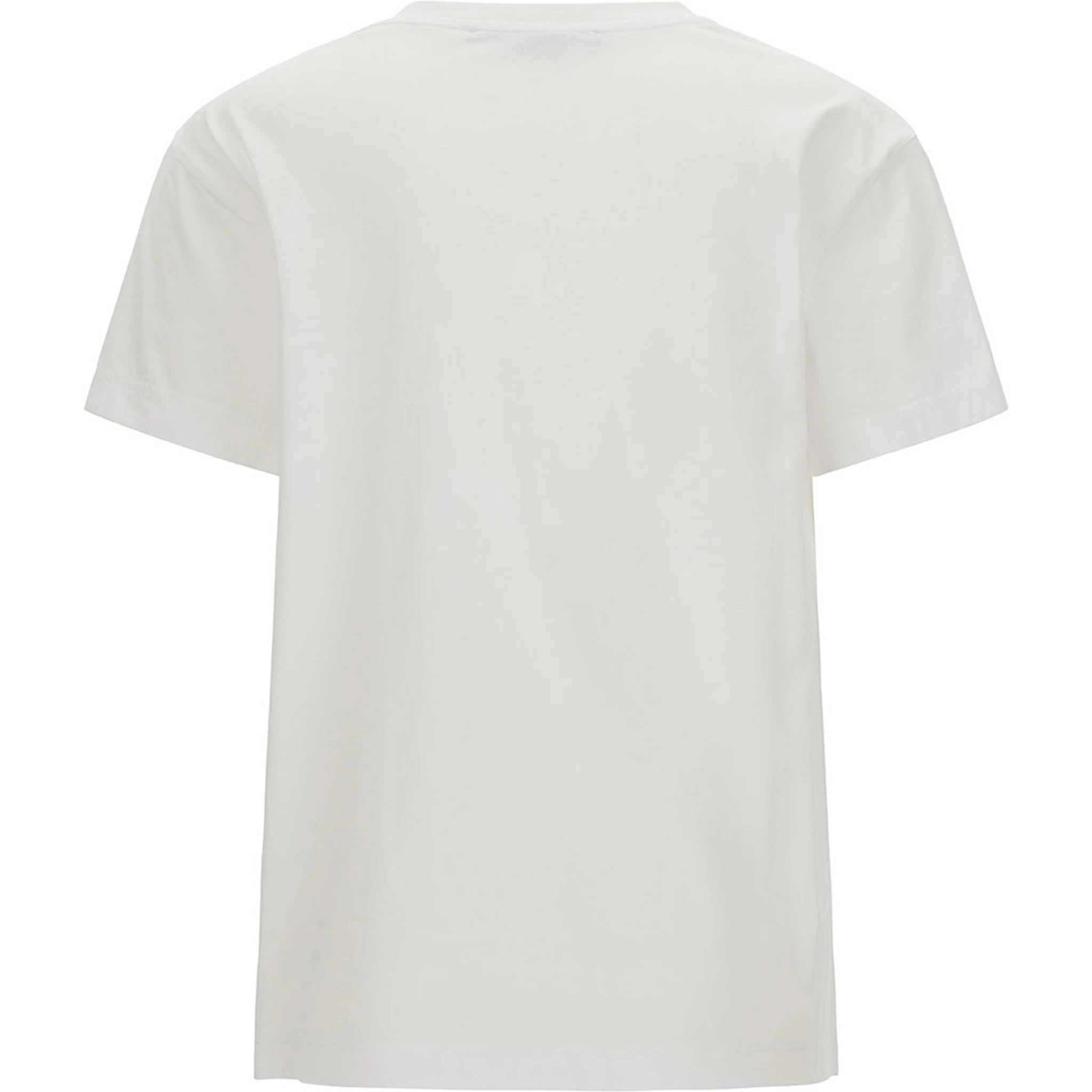 White Crewneck T-Shirt with Embroidered Logo at the Front in Cotton Woman