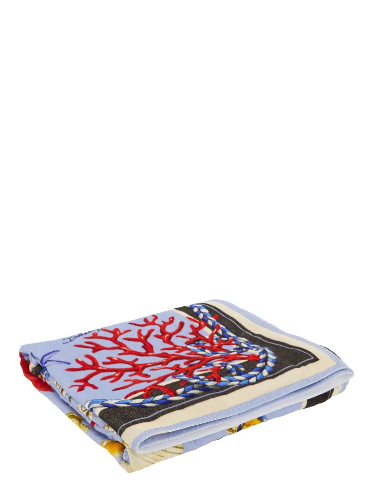 Light Blue Beach Towel with All-Over Print in Cotton Home