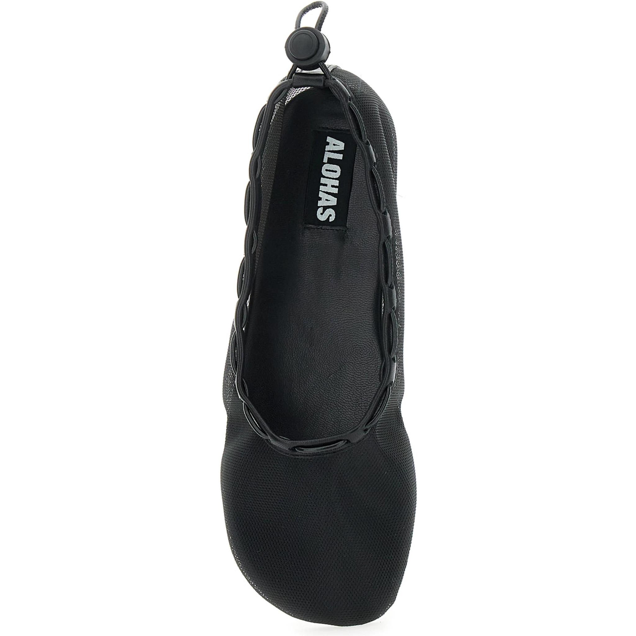 Gill Black Ballerinas with Semi-Transparent Mesh Design and Adjustable Drawstring in Tech Fabric Woman
