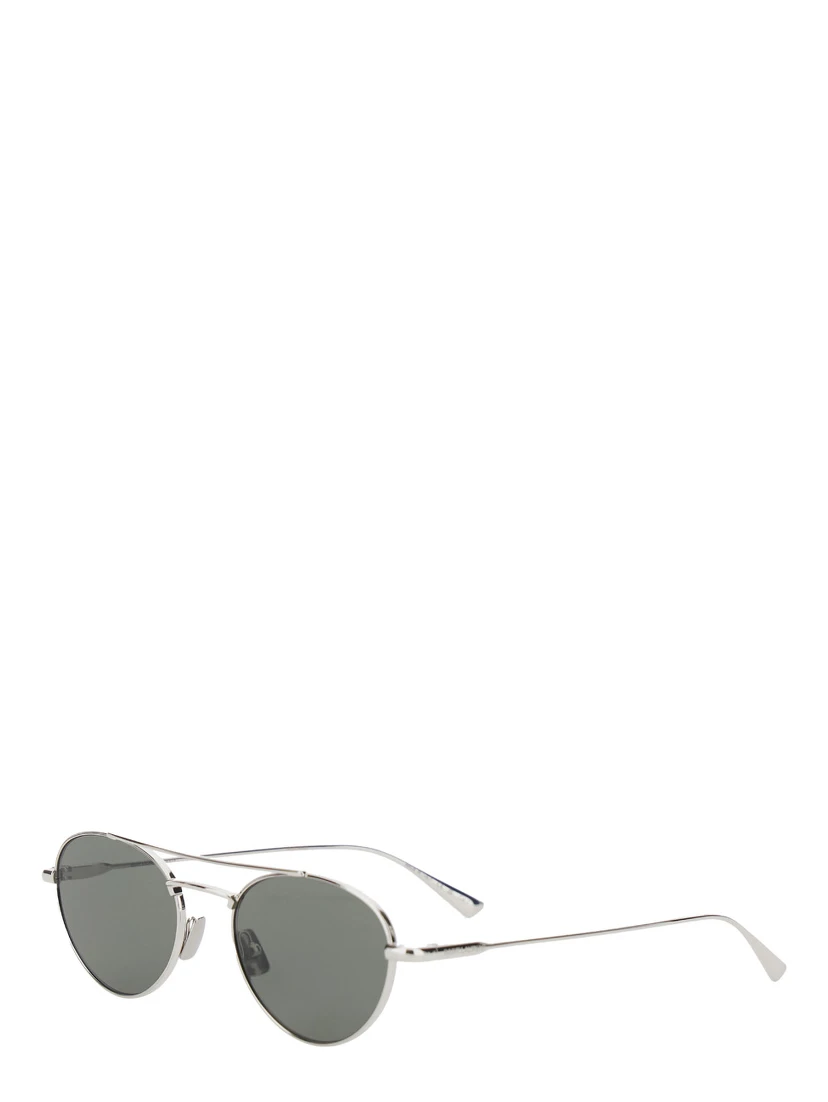 Silver Tone Sunglasses with Engraved Logo in Metal Woman