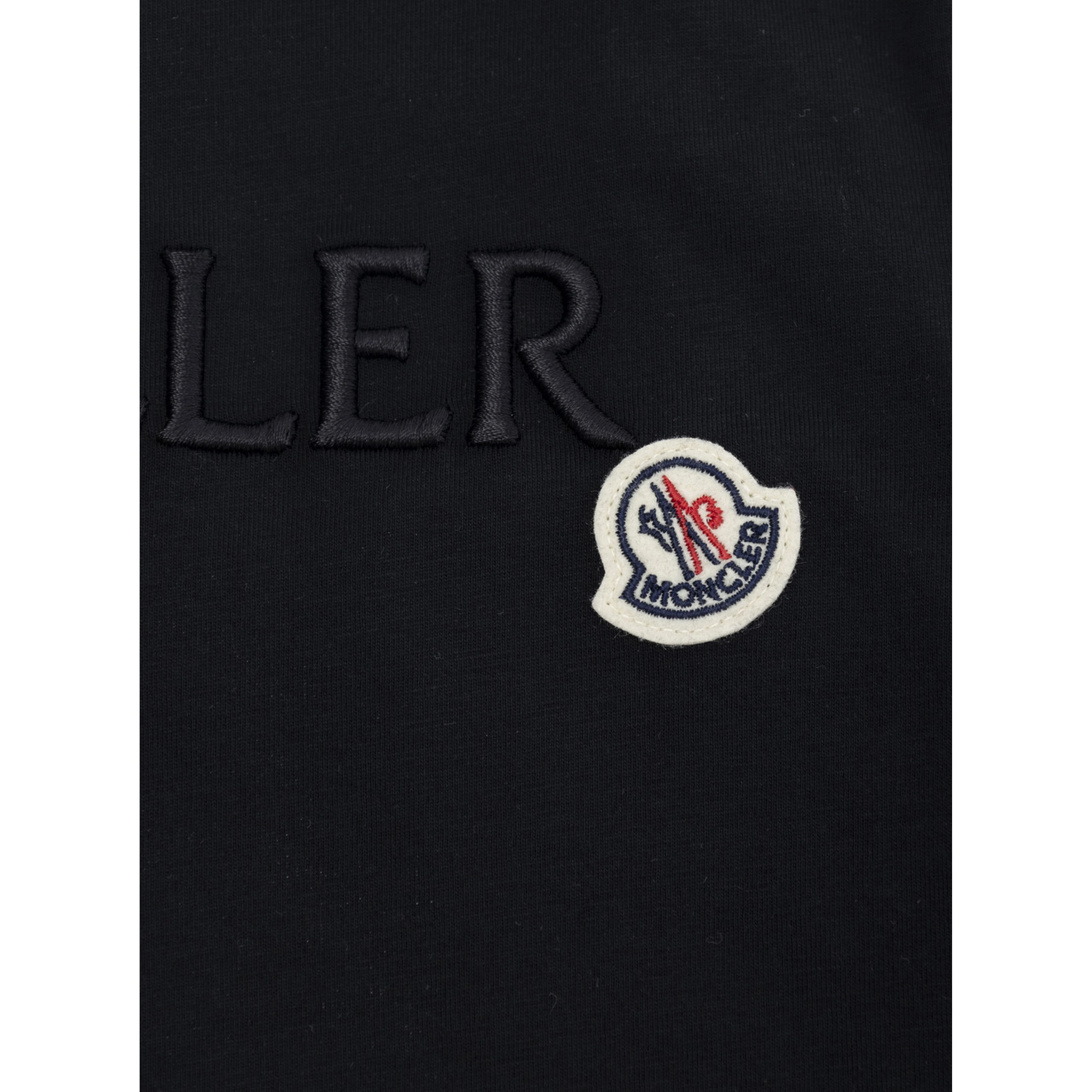 Black Crewneck T-Shirt with Logo Lettering Embroidery on the Front and Logo Patch on the Front in Cotton Girl