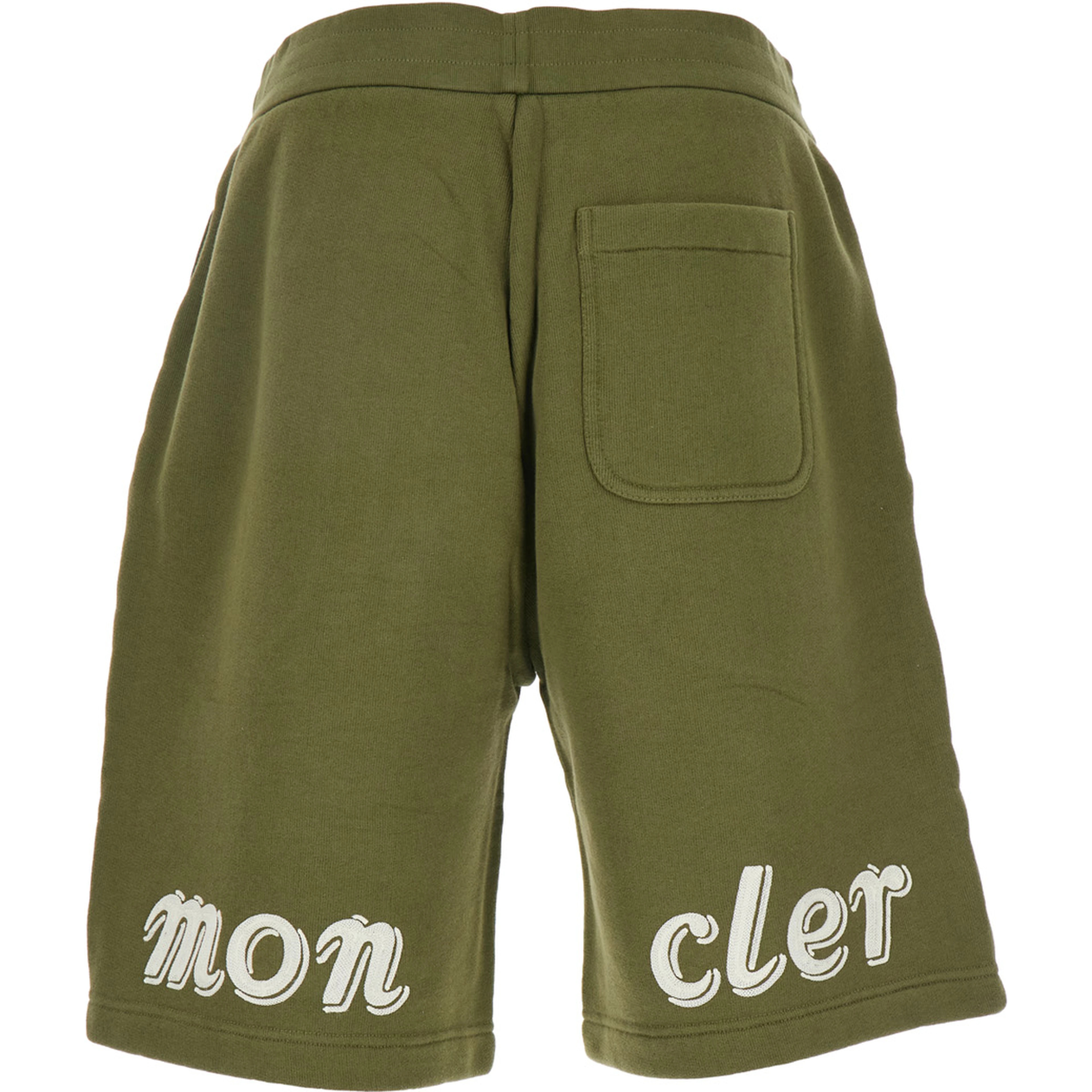 Green Shorts with Elastic Waist and Logo Patch on the Front in Cotton Jersey Man