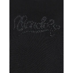 Black T-Shirt with Logo Embroidered on the Front in Cotton Woman