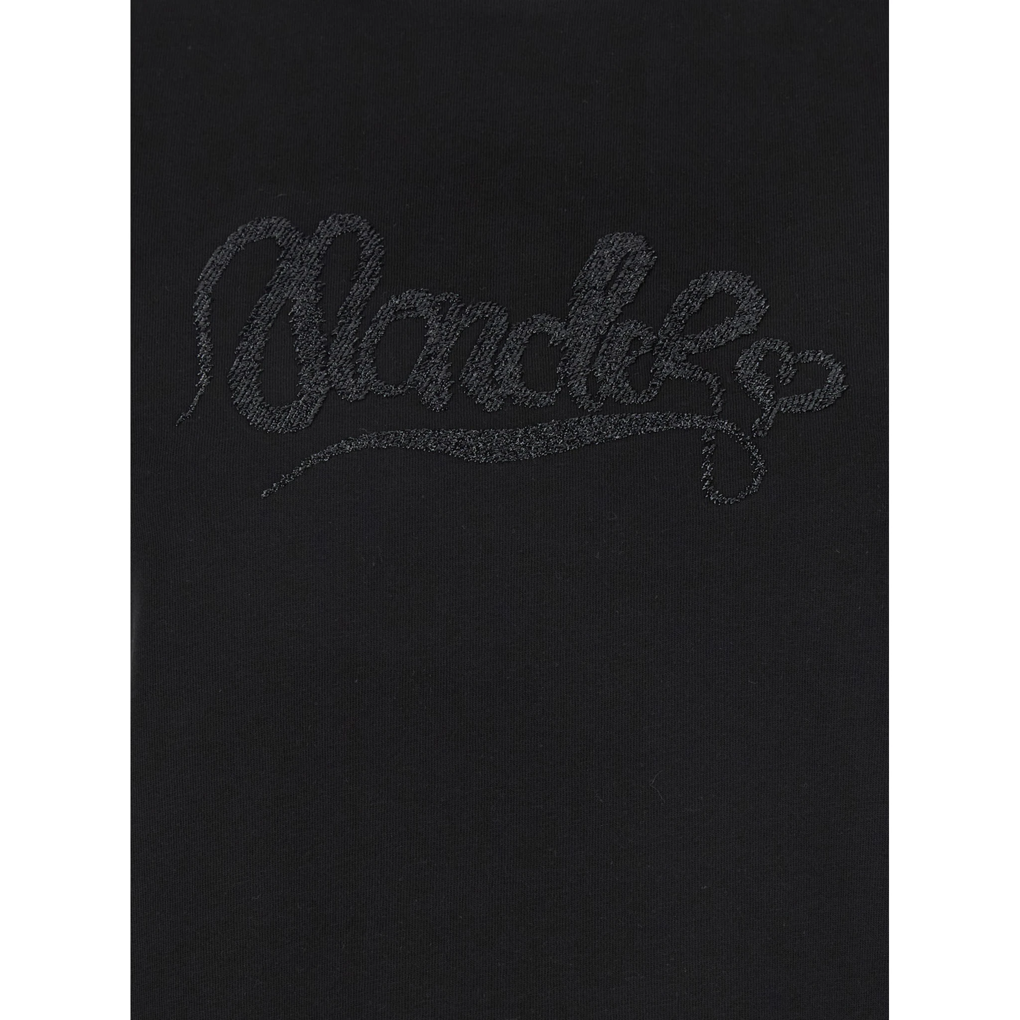 Black T-Shirt with Logo Embroidered on the Front in Cotton Woman
