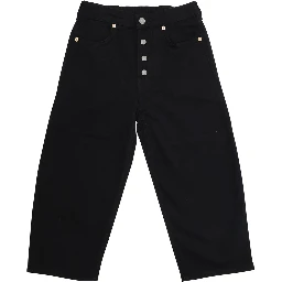 Black Pants with Rear Elastic Waist and Logo Patch on the Rear in Cotton Stretch Boy
