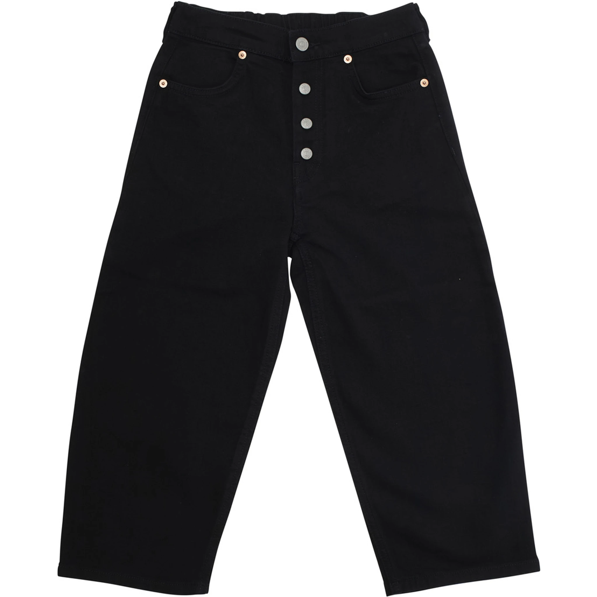 Black Pants with Rear Elastic Waist and Logo Patch on the Rear in Cotton Stretch Boy