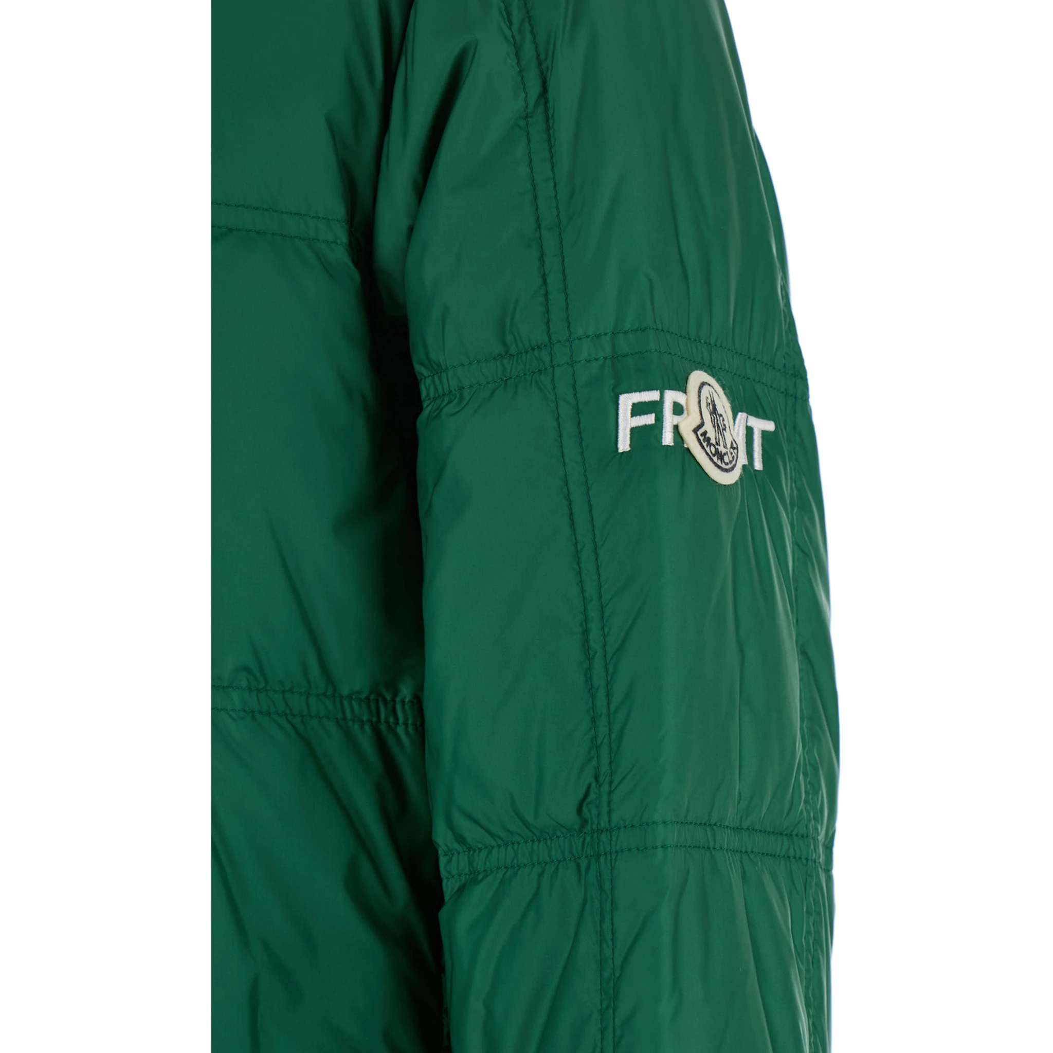 Jayel Green Down Jacket with High Neck and Logo Patch on the Sleeve in Tech Fabric Man