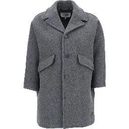 Grey Jacket with Notched Revers and Dropped Shoulders in Wool Blend Boy