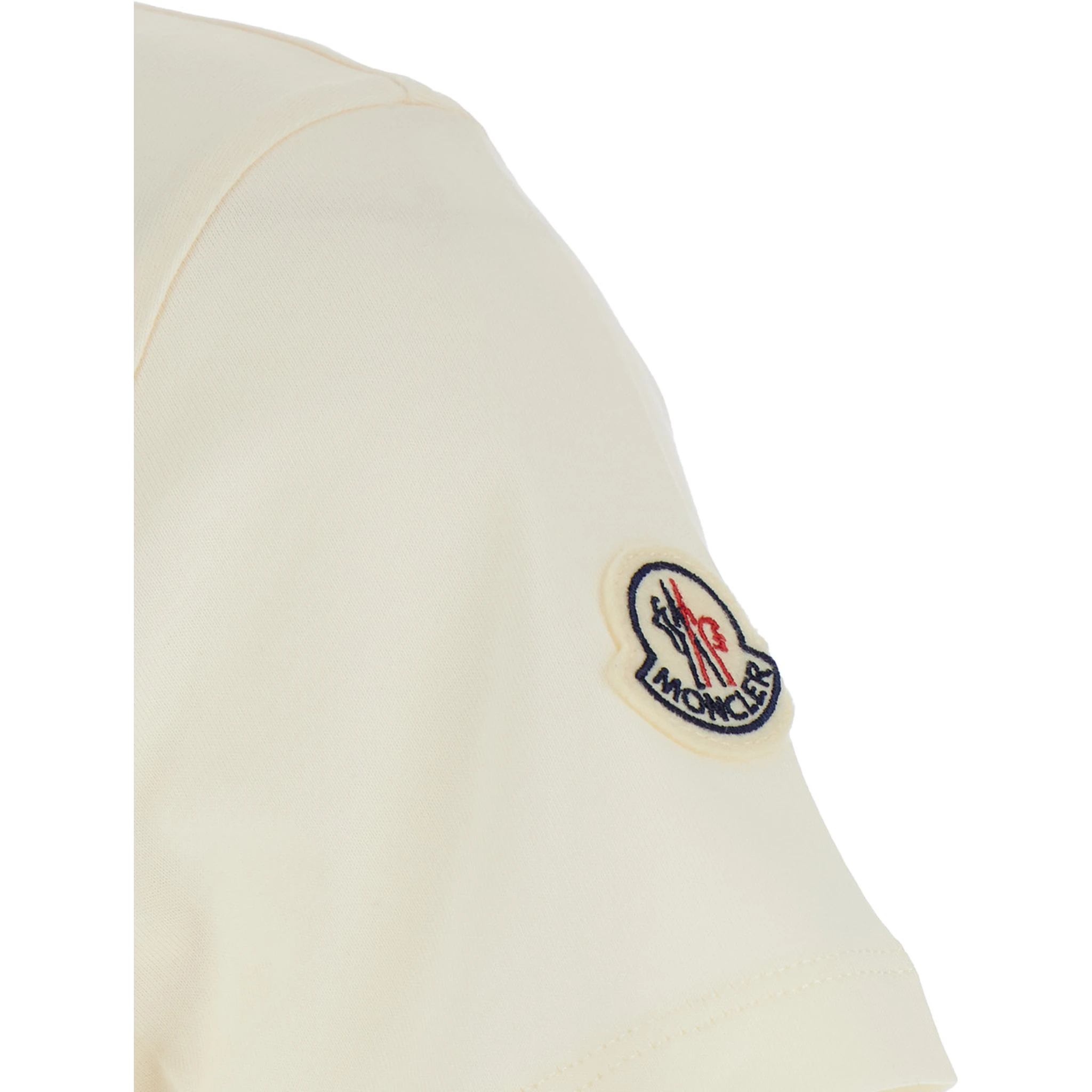 White T-Shirt with Embroidered Logo on the Front and Logo Patch on the Sleeve in Cotton Woman
