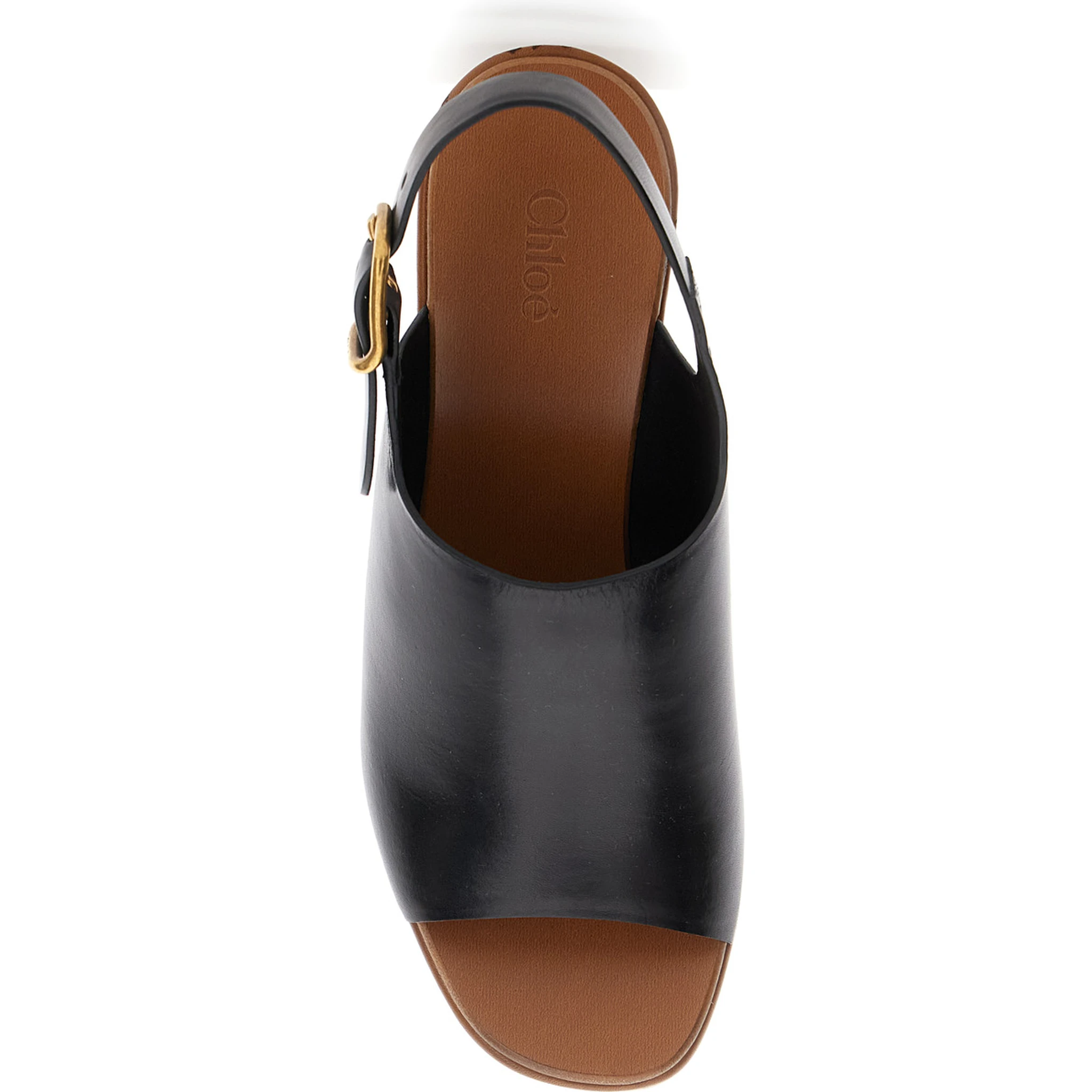 Maxime Black Wedge with Engraved Written Decorations and Logo Buckle in Leather Woman