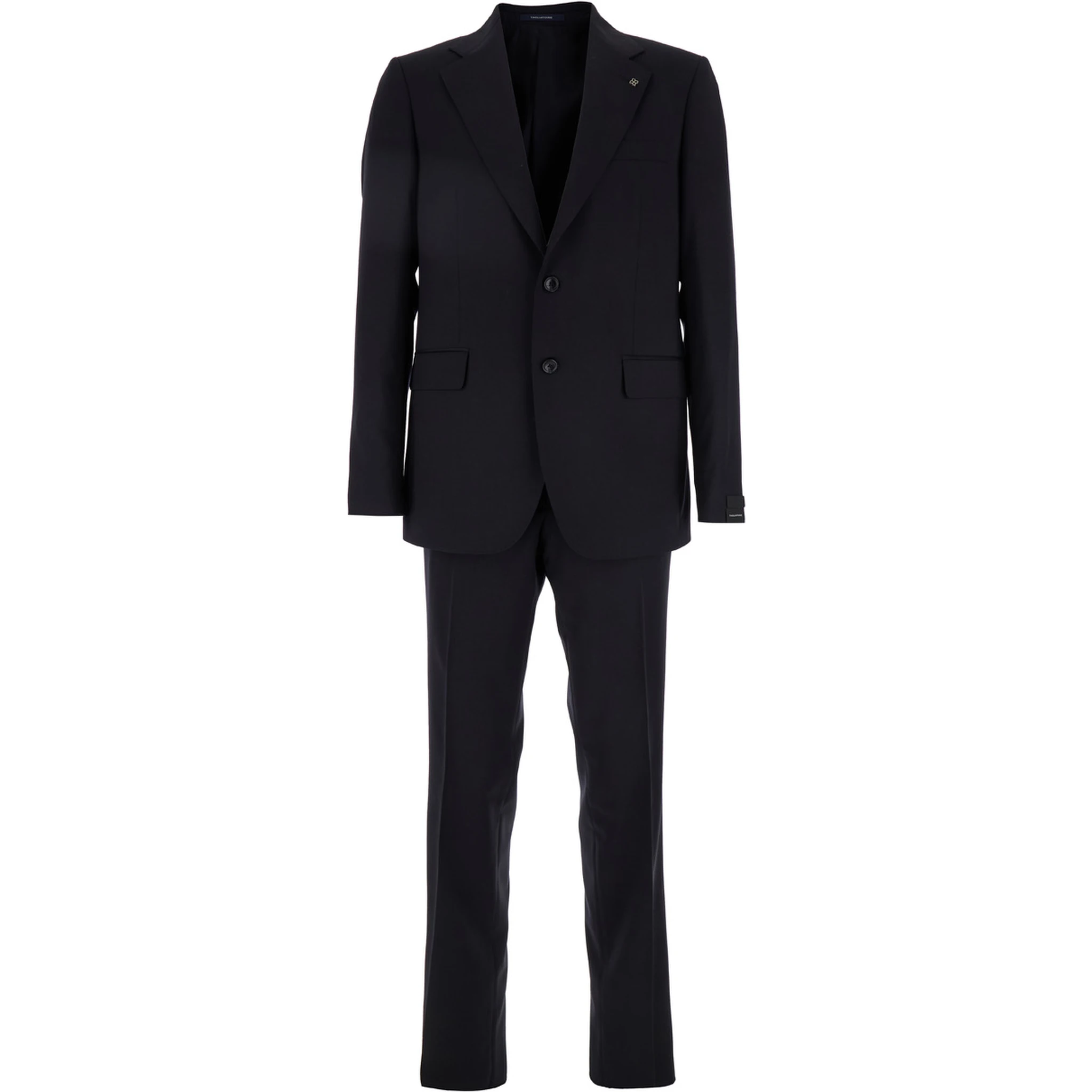 Blue Single-Breasted Suit with Notched Revers and Brooch Detail on the Front in Wool Man