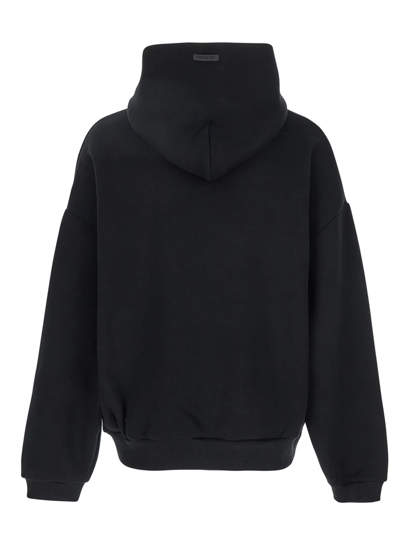 Eternal Black Hoodie with Logo Patch on the Hood and Embroidery on the Front in Cotton Blend Man