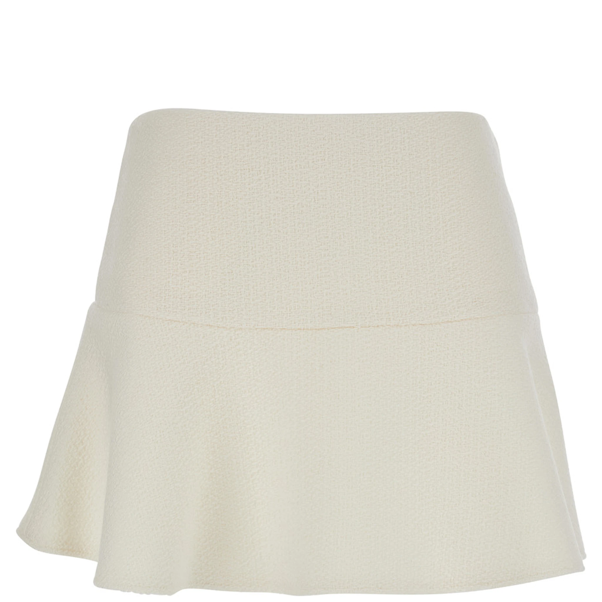 White Skirt with Hidden Side Closure in Wool Boucle Woman