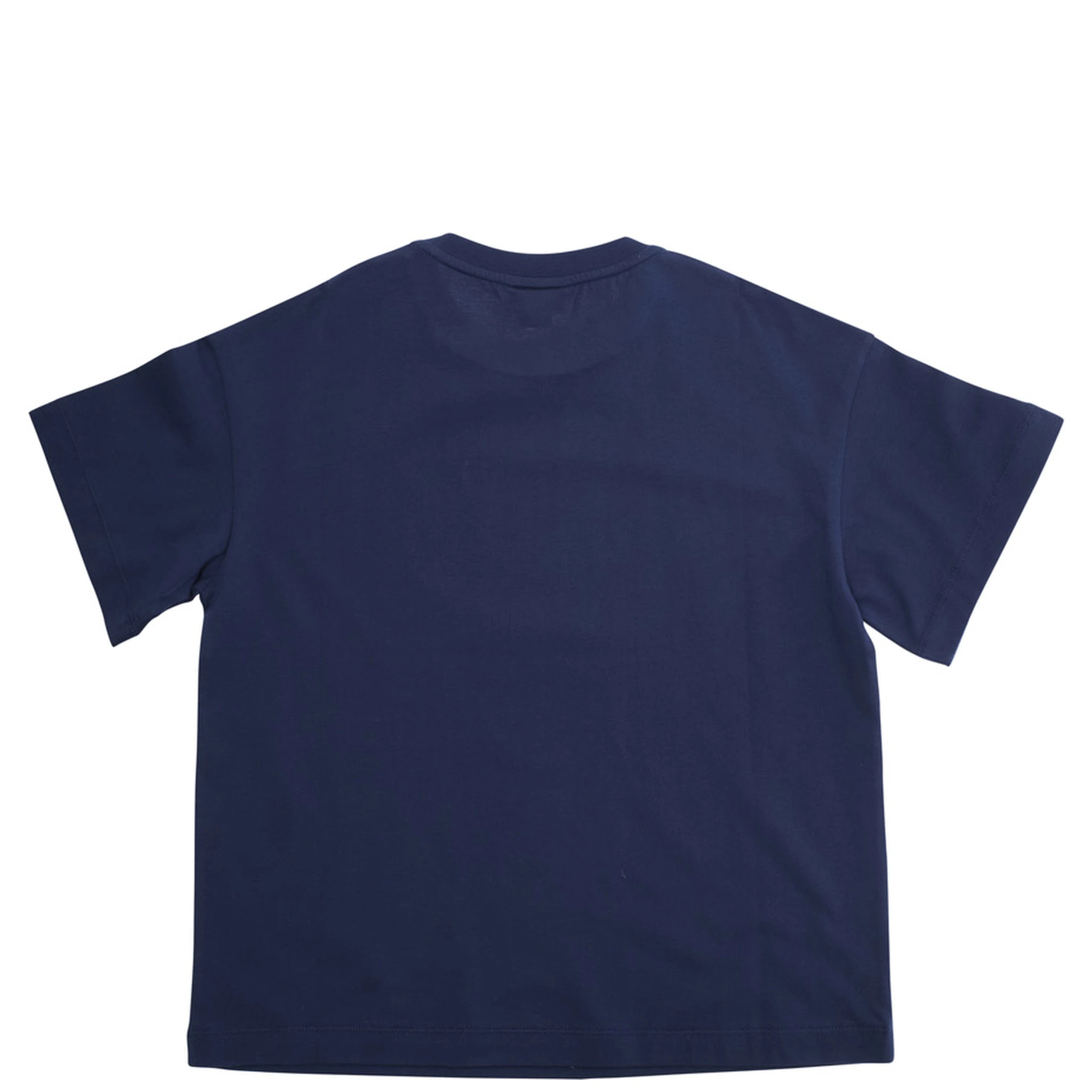 Blue T-Shirt with Round Neck and Maxi Logo Print on the Front in Cotton Boy