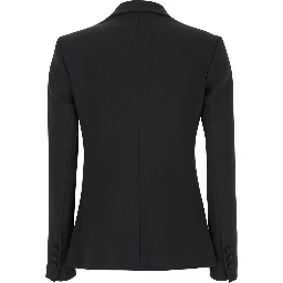 Black Double-Breasted Jacket with Peak Revers in Fabric Woman