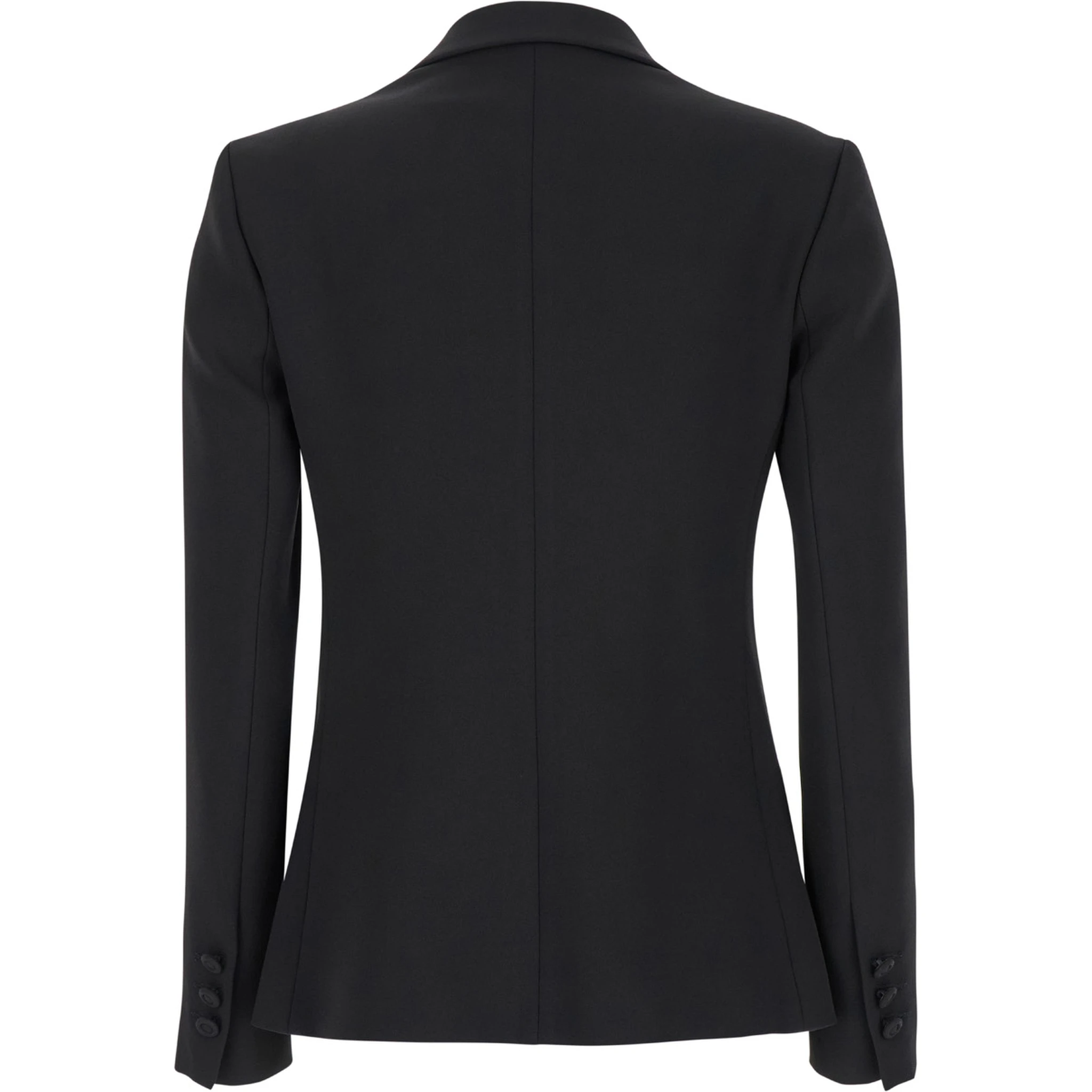 Black Double-Breasted Jacket with Peak Revers in Fabric Woman