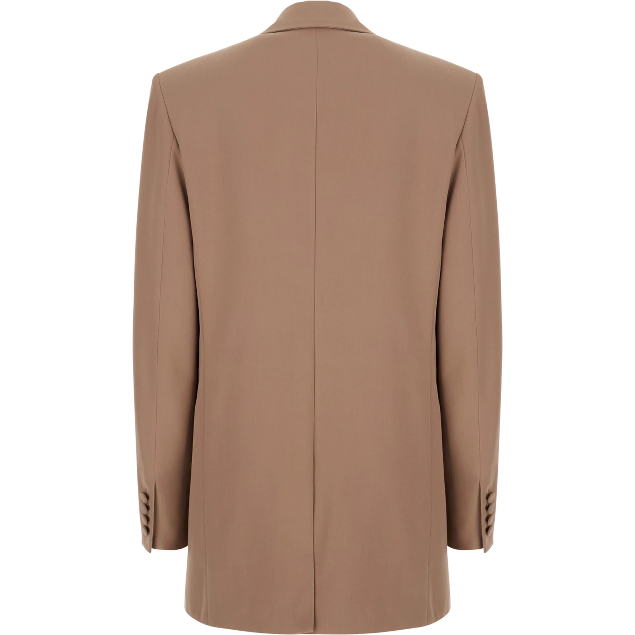 Beige Single-Breasted Jacket with Peak Lapels in Wool Woman