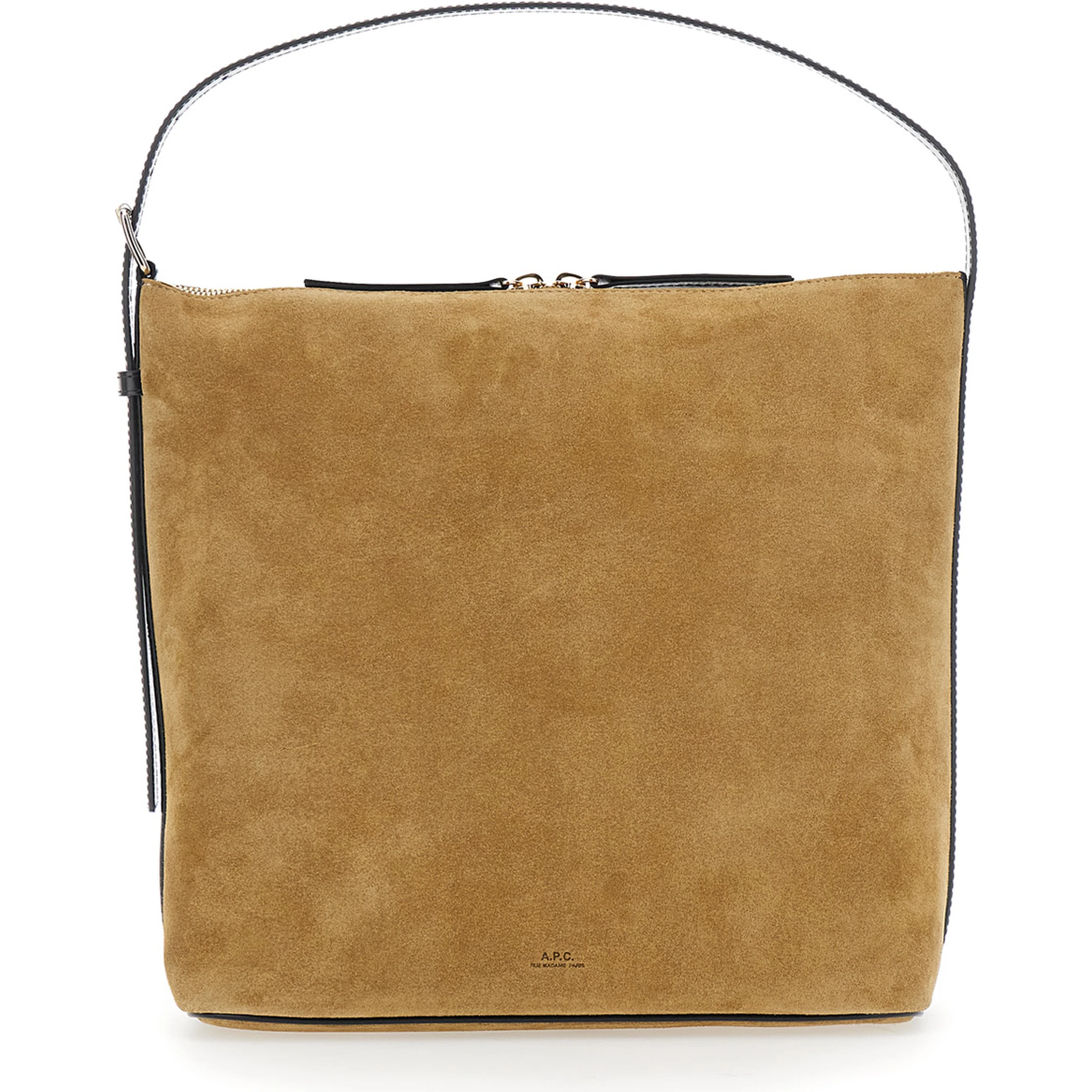 Vera Beige Shoulder Bag with Top Handle and Zip Closure in Suede Woman