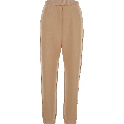 Violino Beige Pants with Elastic Waist and Logo Lettering Embroidery on the Side in Cotton Jersey Woman