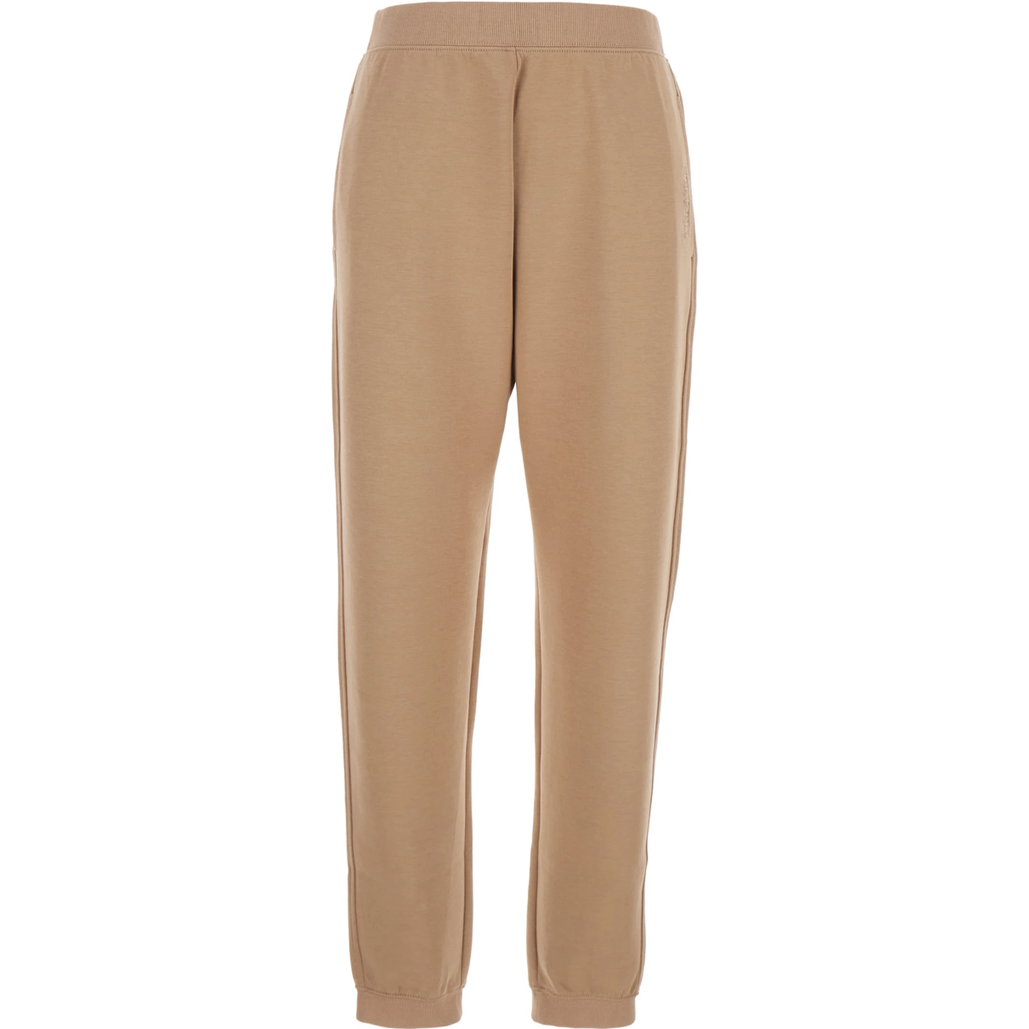 Violino Beige Pants with Elastic Waist and Logo Lettering Embroidery on the Side in Cotton Jersey Woman