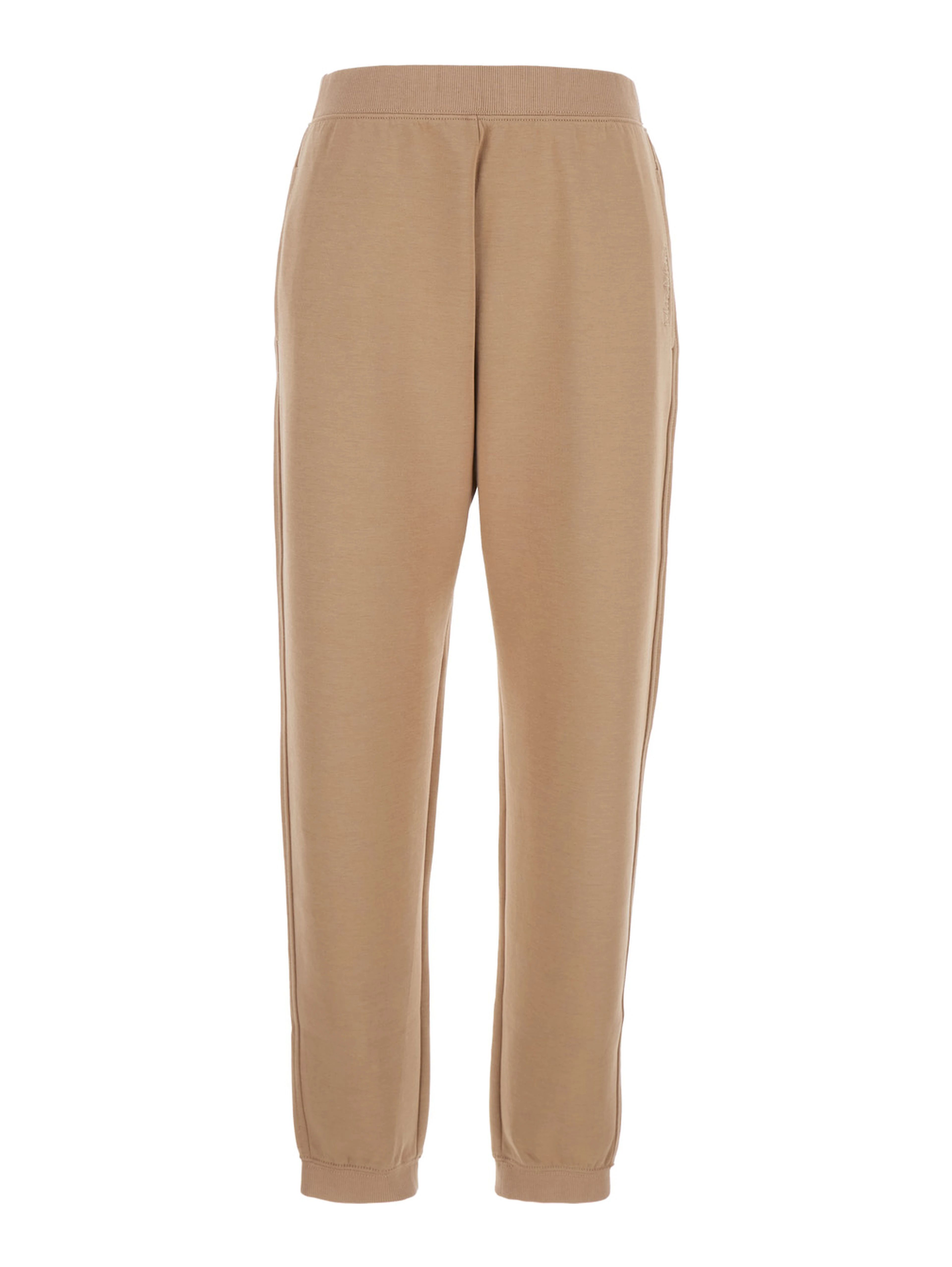 Violino Beige Pants with Elastic Waist and Logo Lettering Embroidery on the Side in Cotton Jersey Woman