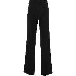 Straight Black Pants with Belt Loops in Fabric Woman