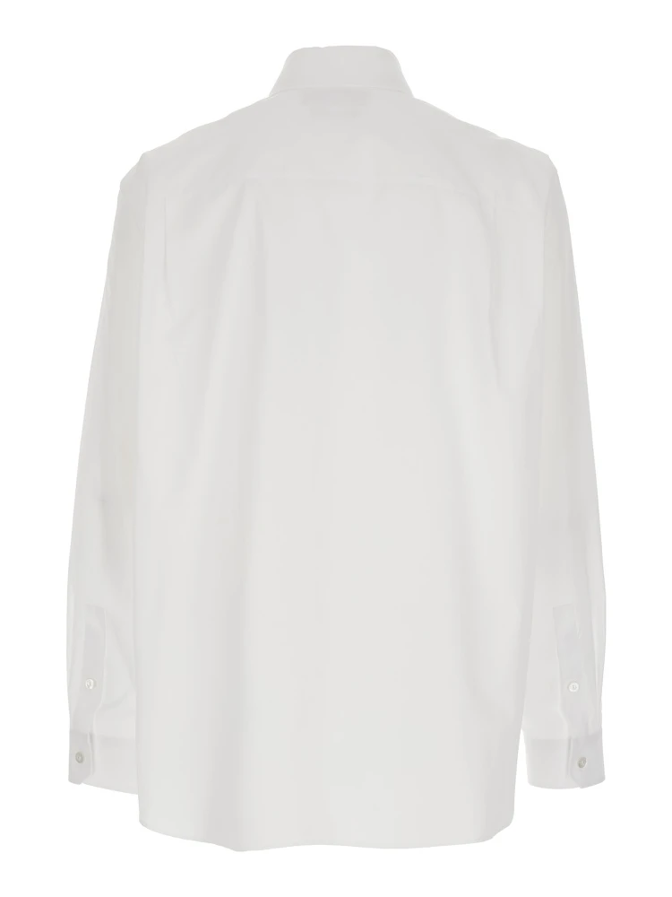 قميص أبيض بياقة كلاسيكية وشعار في الأمام من القطن الرجالي alternative