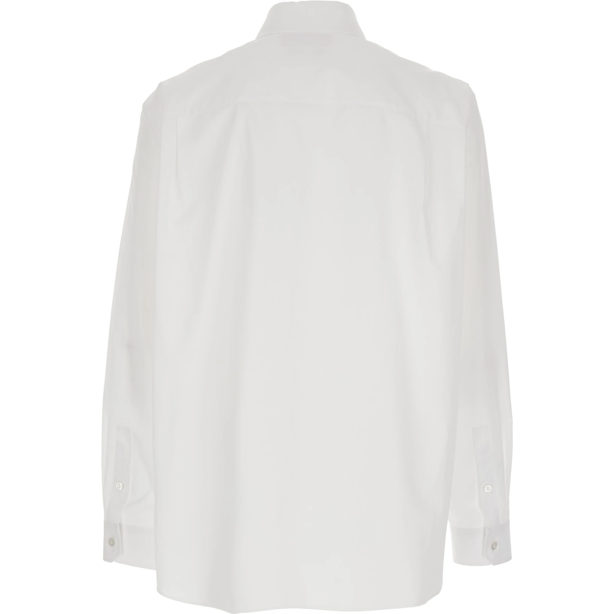 قميص أبيض بياقة كلاسيكية وشعار في الأمام من القطن الرجالي