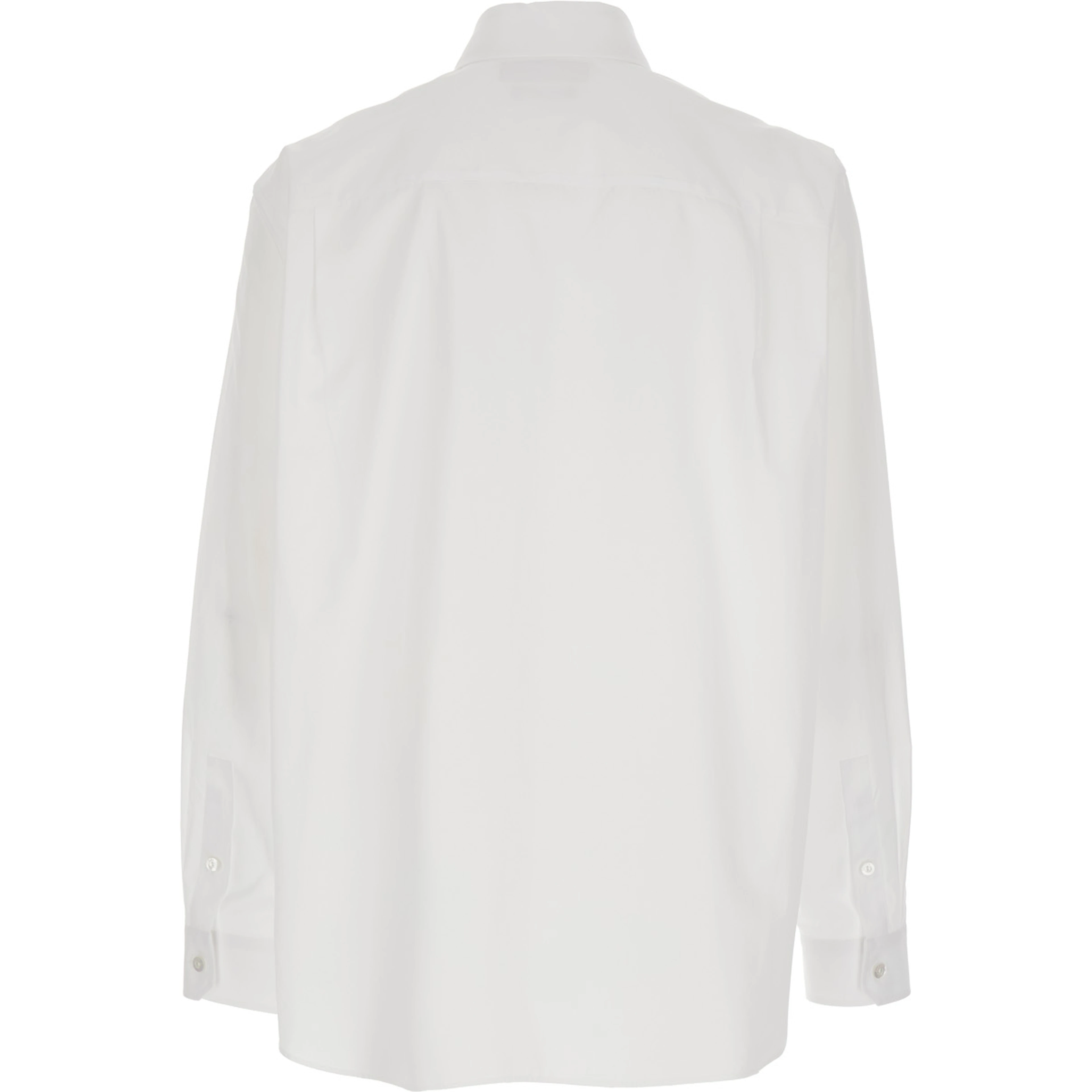 White Shirt with Classic Collar and Logo Detail on the Front in Cotton Man