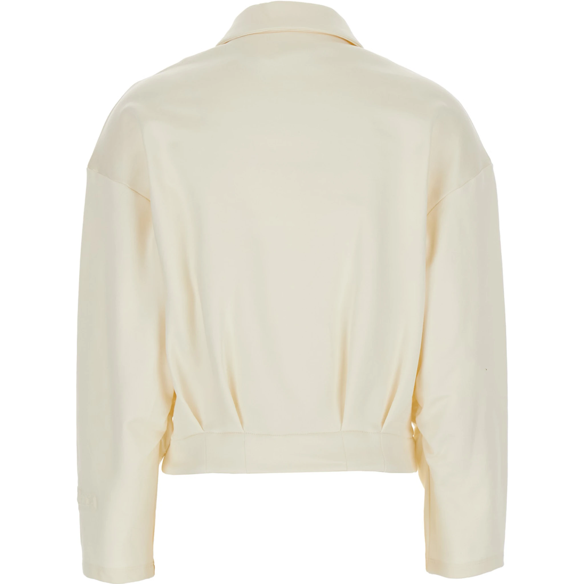 Argenta White Sweatshirt with Front Zip Closure and Classic Collar in Silk and Cotton Blend Woman