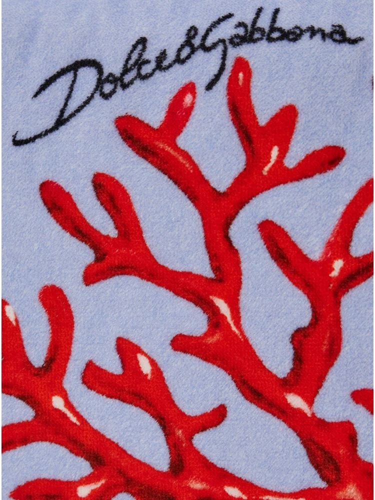 Light Blue Beach Towel with All-Over Print in Cotton Home alternative