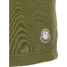 Green Shorts with Elastic Waist and Logo Patch on the Front in Cotton Jersey Man