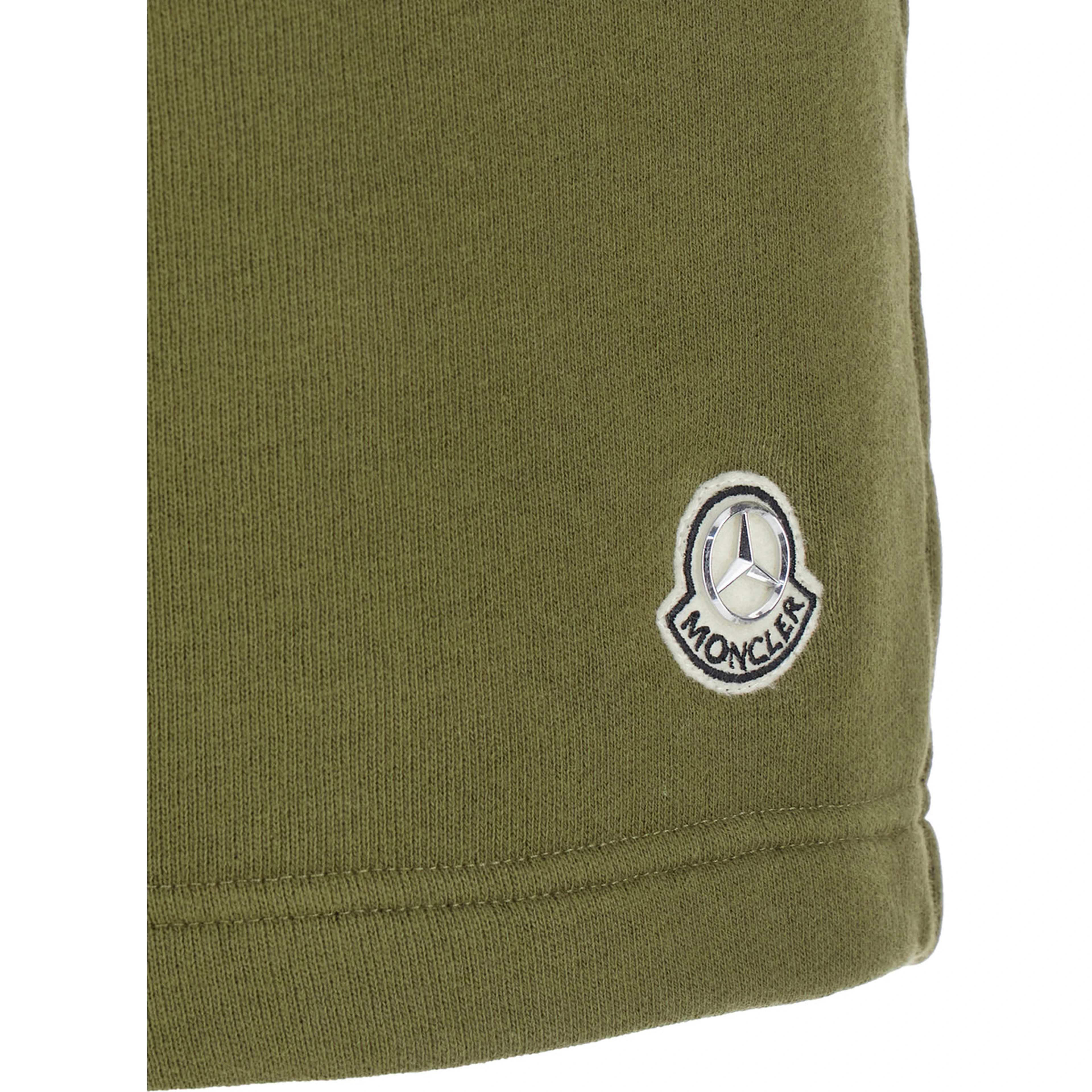 Green Shorts with Elastic Waist and Logo Patch on the Front in Cotton Jersey Man