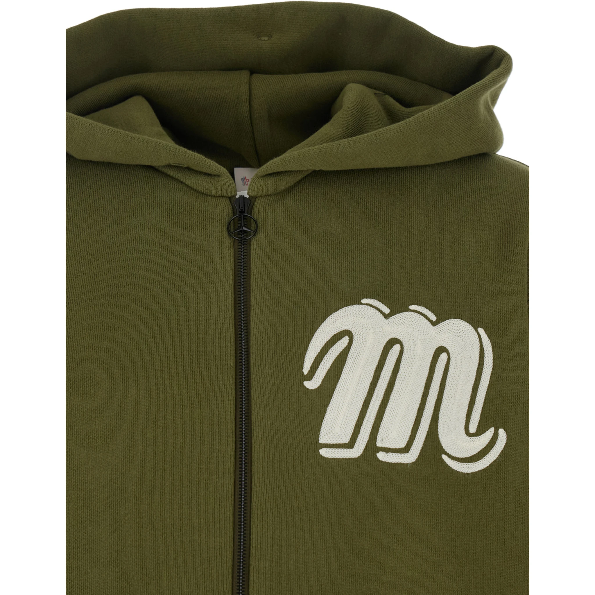 Green Sweatshirt with Monogram Embroidery on the Front and Logo Patch on the Sleeve in Cotton Jersey Man