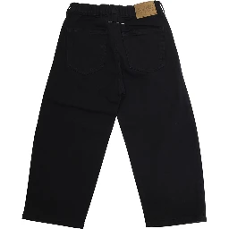 Black Pants with Rear Elastic Waist and Logo Patch on the Rear in Cotton Stretch Boy