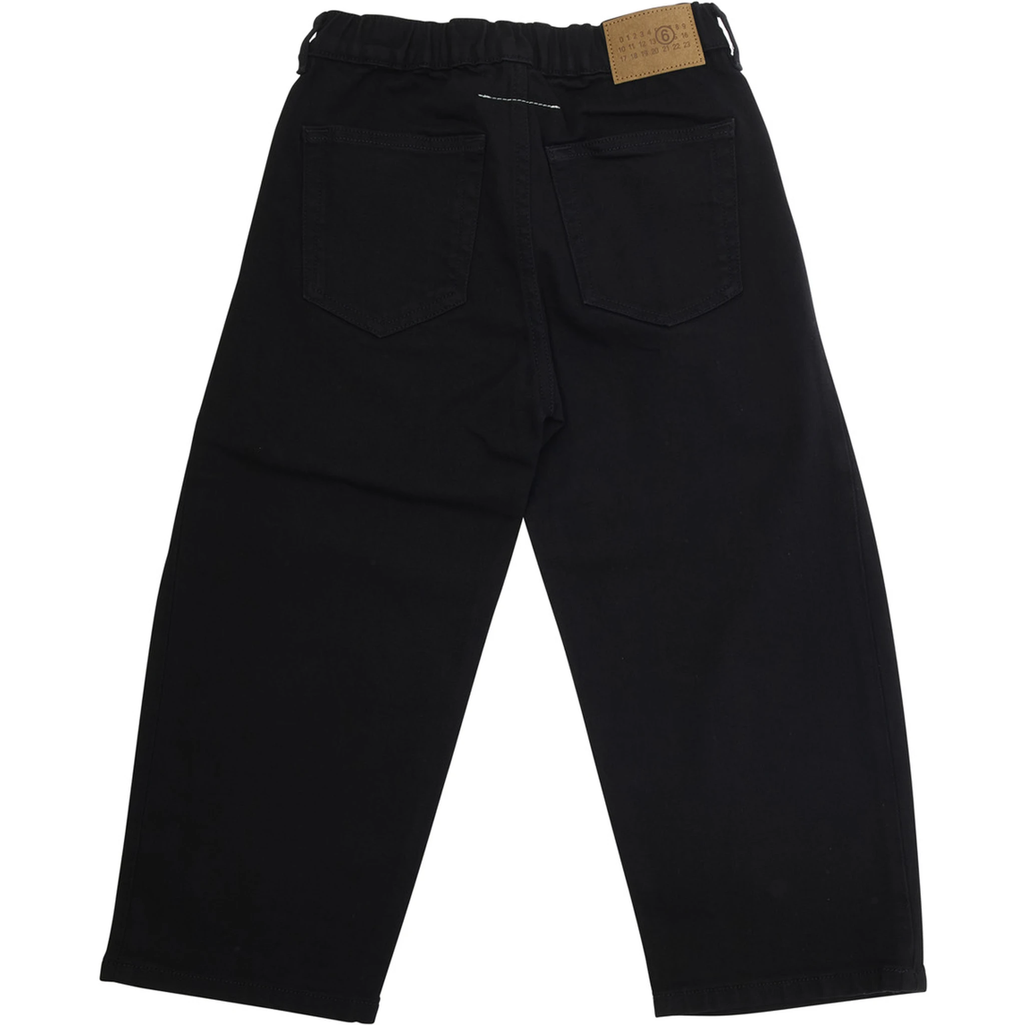 Black Pants with Rear Elastic Waist and Logo Patch on the Rear in Cotton Stretch Boy